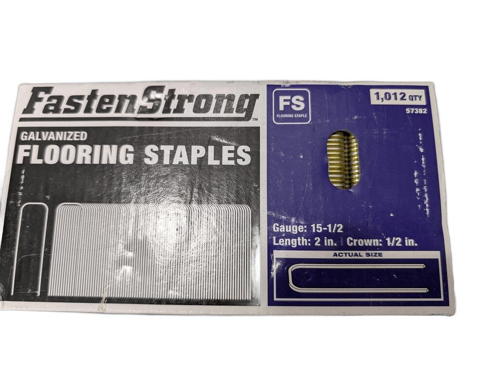 FastenStrong Galvanized Flooring Staples 15-1/2 Gauge 2in 1/2in Crown 1012 ct